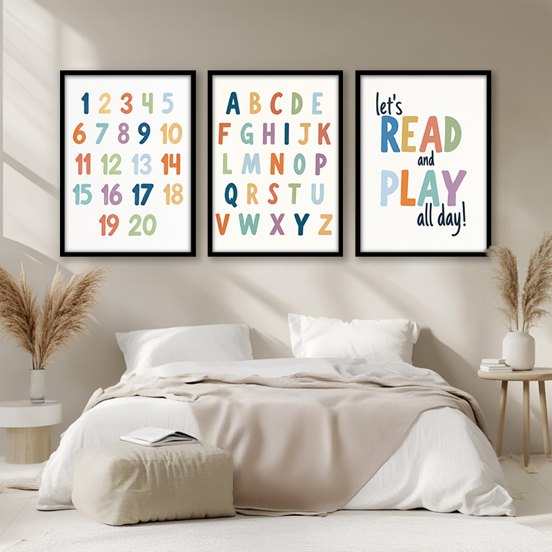 Rainbow ABC Numbers Canvas Wal - Kids Education Quote recension och pris
