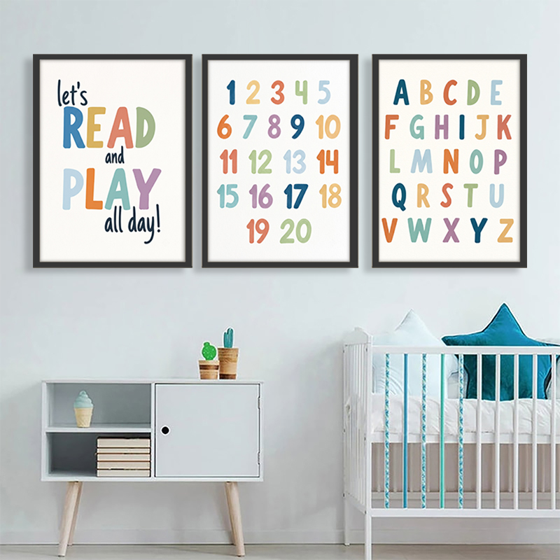Rainbow ABC Numbers Canvas Wal - Kids Education Quote recension och pris