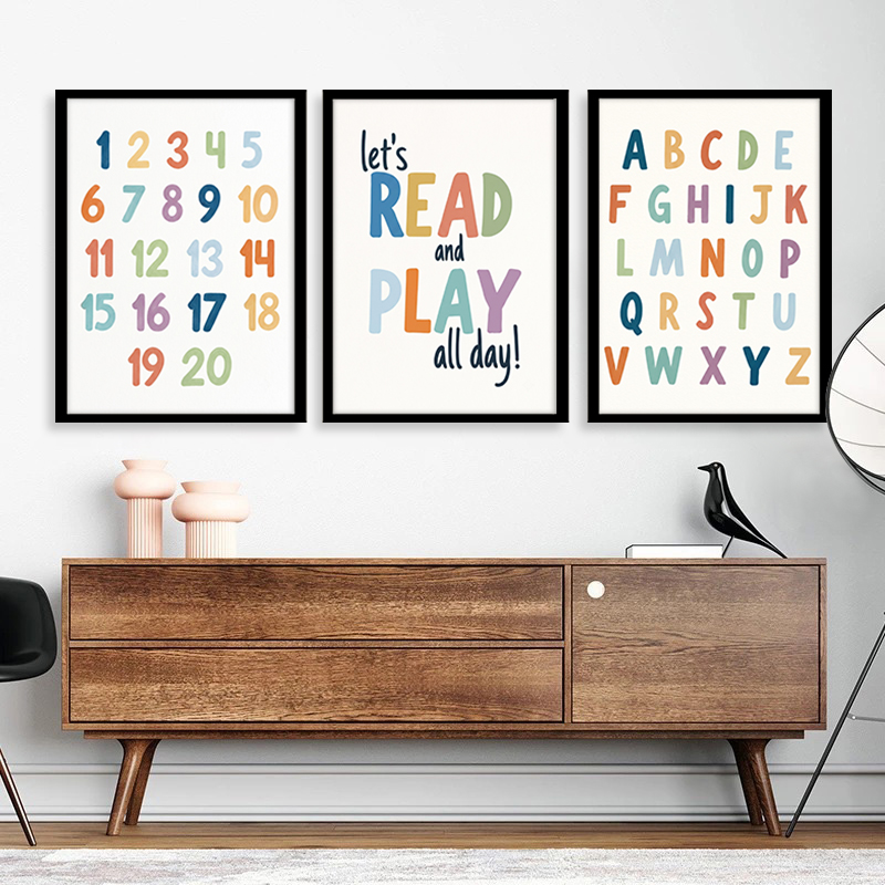 Rainbow ABC Numbers Canvas Wal - Kids Education Quote recension och pris