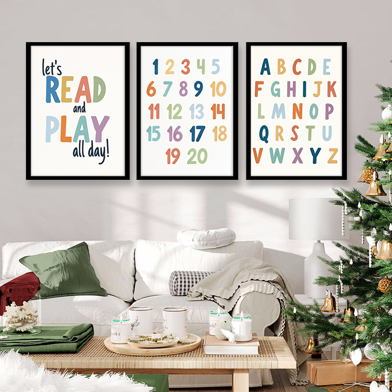 Rainbow ABC Numbers Canvas Wal - Kids Education Quote recension och pris