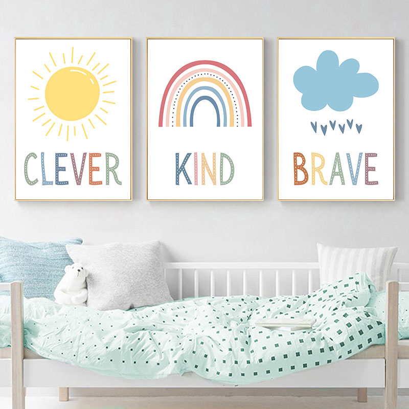 Cute Sun Rainbow Cloud Canvas  - Kids Education Quote recension och pris