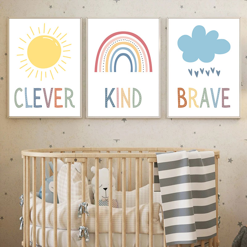 Cute Sun Rainbow Cloud Canvas  - Kids Education Quote recension och pris