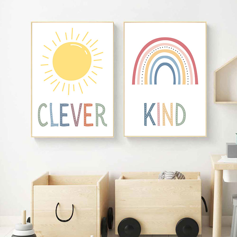 Cute Sun Rainbow Cloud Canvas  - Kids Education Quote recension och pris