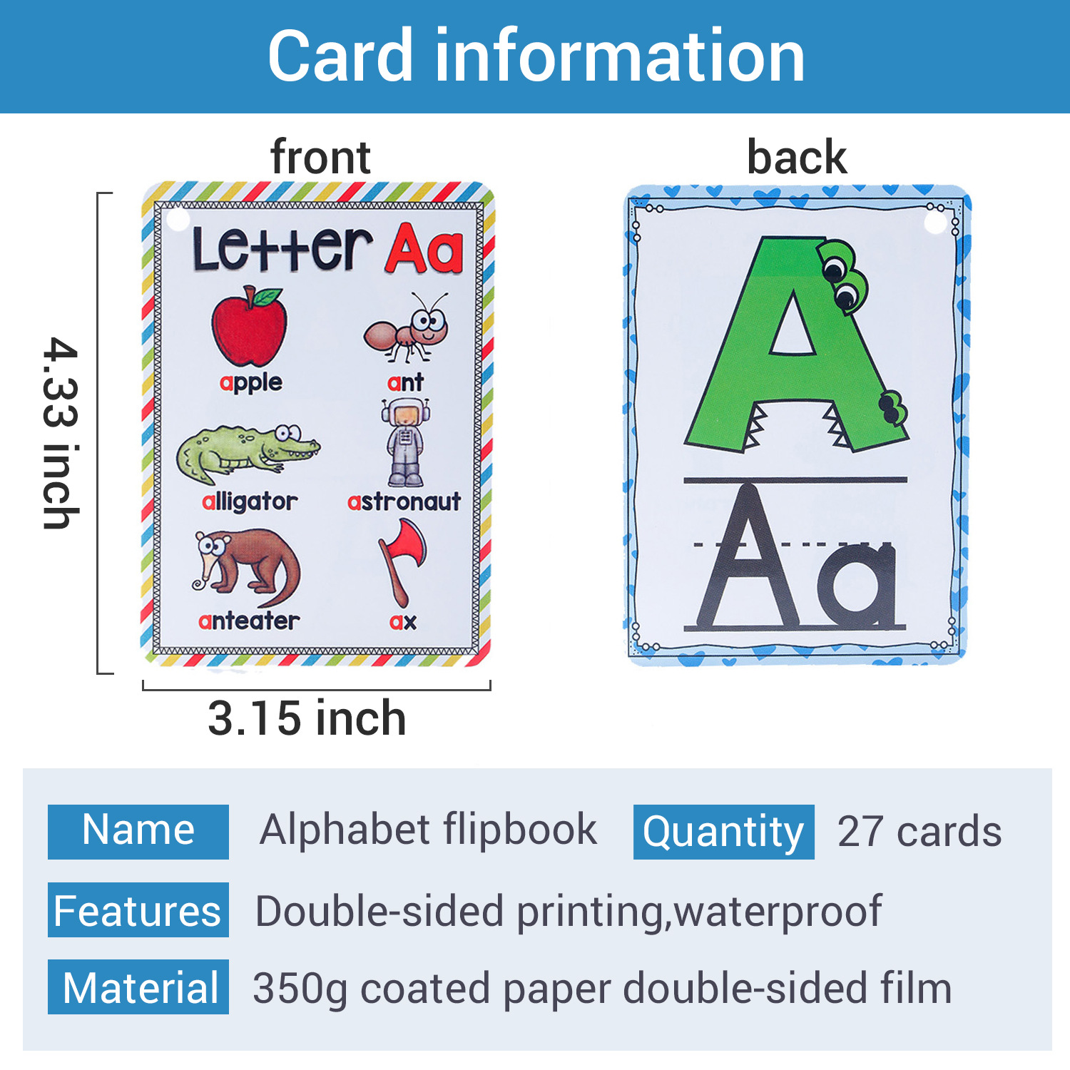 Bview Art English 26 Letters A - Flash Card Alphabet recension och pris