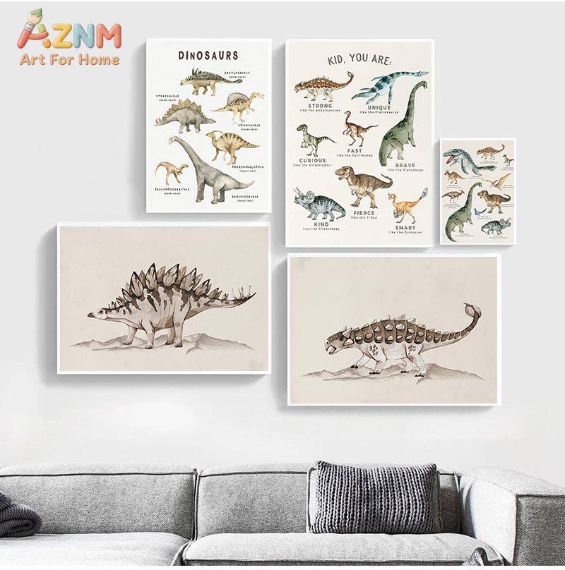 AZNM Watercolor Dinosaur Canva - Kids Education Quote recension och pris