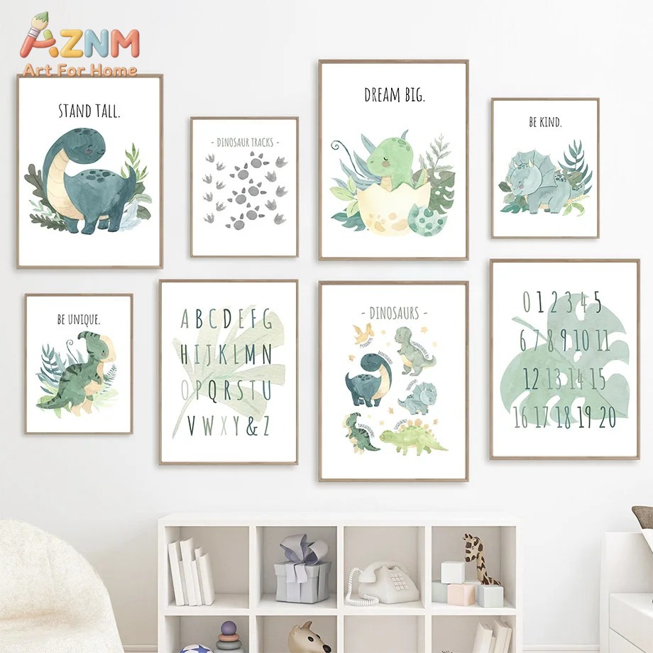 AZNM Watercolor Dinosaur Alpha - Kids Education Quote recension och pris