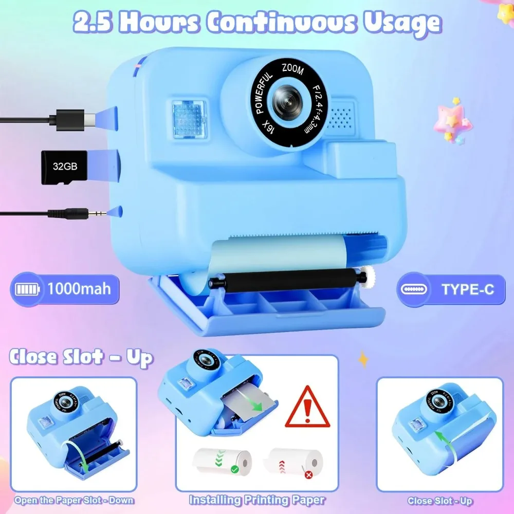 Kids Camera Instant Print 32G  - Kids Education Images recension och pris